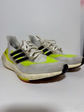 Men's Adidas Running Shoes - Neon Yellow & Gray Ultraboost 9.5